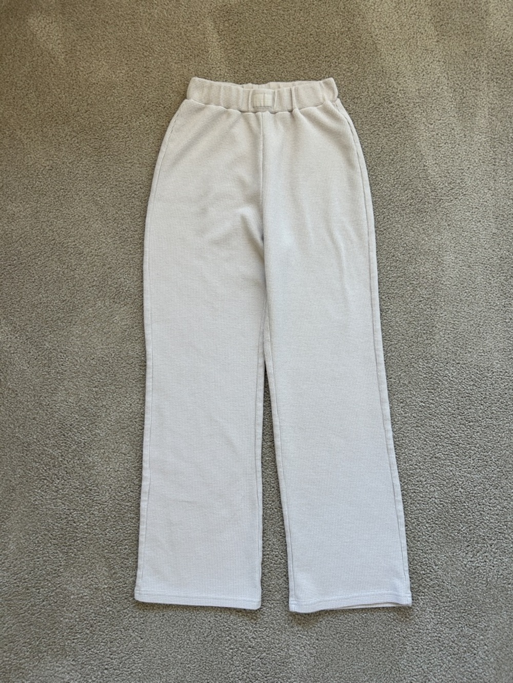 Comfrt Waffle Lounge Pants in White Dove Size XS